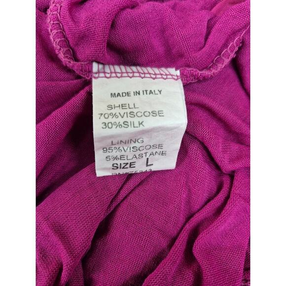 Angela Moda NWT Italian Silk Blend Halter Neck Maxi Dress Fuchsia Pink L - Picture 7 of 8
